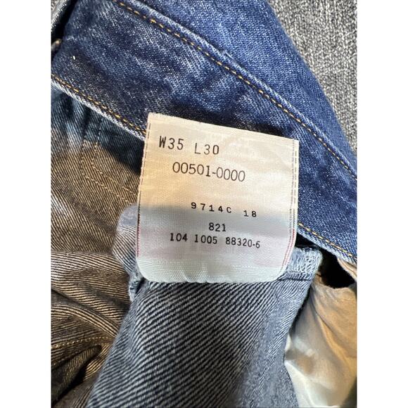 Levi's 501 XX Jeans Men's Size 35 X 30 Denim Blue Button Fly Med Wash Straight - Picture 8 of 9